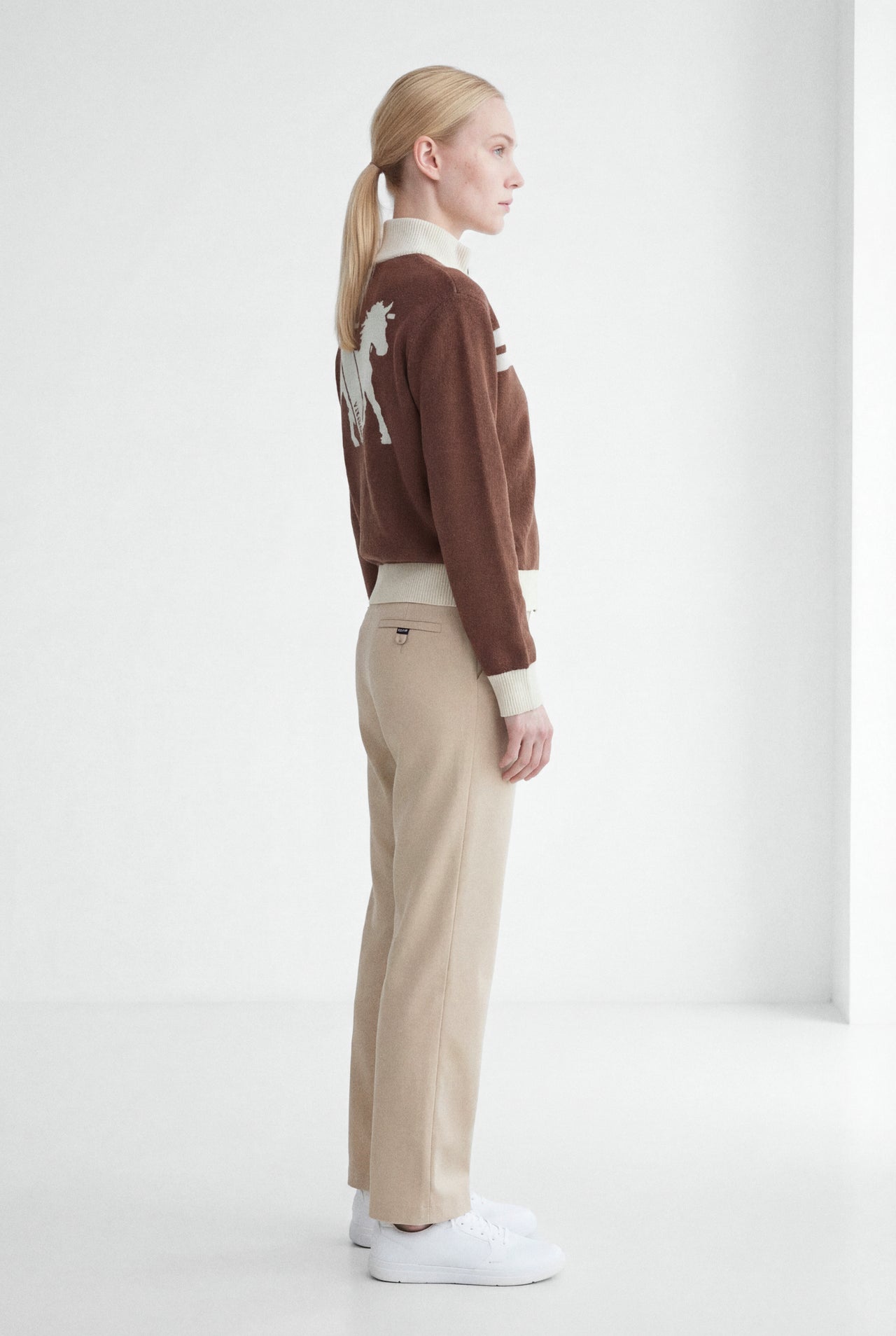 PLEATED COTTON TROUSER - BEIGE