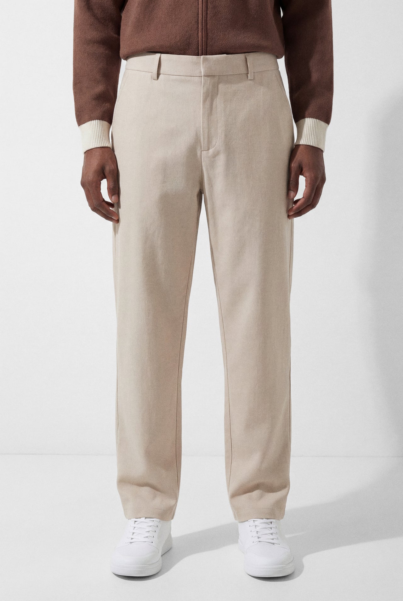 PLEATED COTTON TROUSER - BEIGE