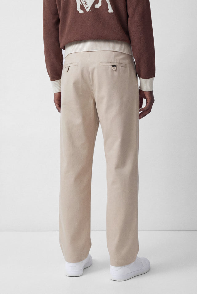 PLEATED COTTON TROUSER - BEIGE