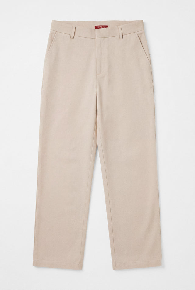 PLEATED COTTON TROUSER - BEIGE
