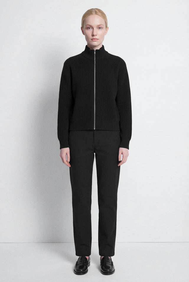 SIGNATURE CROPPED ZIP-UP KNIT