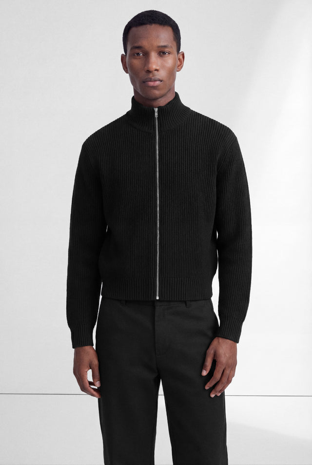 SIGNATURE CROPPED ZIP-UP KNIT